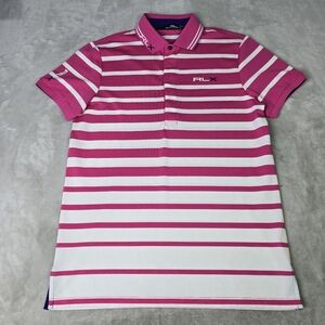 RLX / Ralph Lauren Pink, White Striped Short Sleve Polo Shirt Sz Med